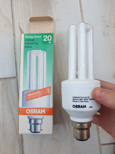 OSRAM Dulux EL 20W CFL made in August 1995
Found out from someone on Instagram who said it was made in Aug 2015 
