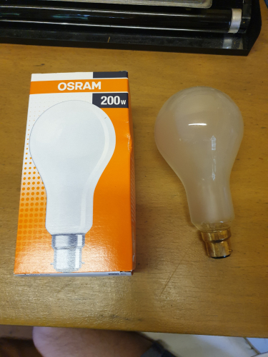 OSRAM 200W GLS (Slovakia made)
Got it from last year car boot sale 
