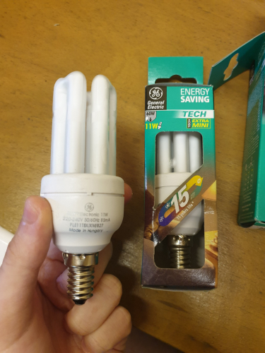 GE Biax stick CFL shown out of the box
