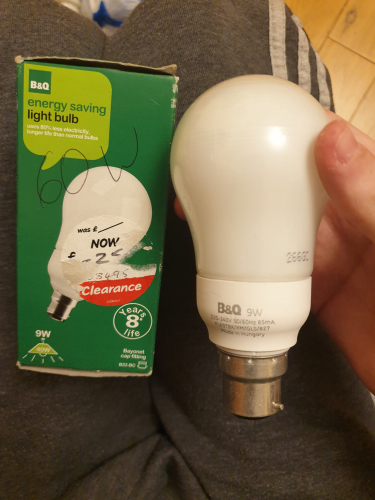 B&Q branded (GE made) 9W GLS CFL
Got 2x of these back in April 
