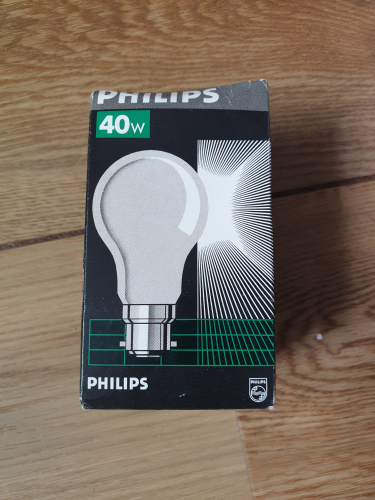 Philips 40W GLS incandescent bulb made in the start of the 90s
Found a 40W version 
