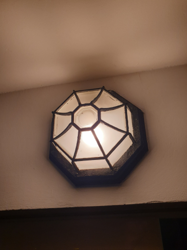 Octagonal shaped outdoor light 
In the apartment balcony where I stayed at
