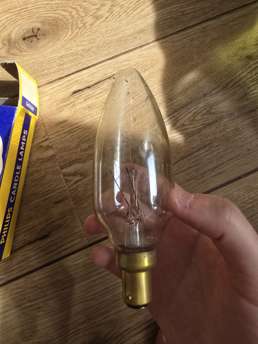 Ismay bulb 40W 
These came in the Philips packaging and one Mazda packaging too. Mismatch of vintage bulbs is cool to me 
