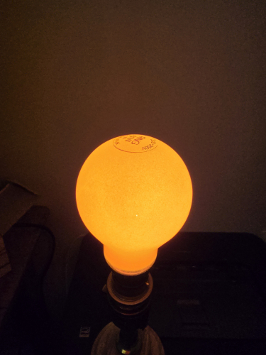 Ring 60W Amber GLS 
Here it is lit up

As you can see it is practically the same as the Crompton branded ones 
