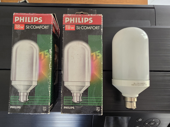 Philips 18W SL Comforts 
Early 90s (Jan 1991) 

These were the first finds at the car boot sale back in summer 2023 
