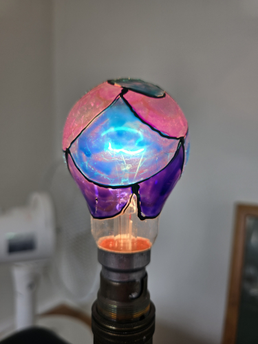 Stained glass GLS incandescent bulb
From today's car boot sale 
