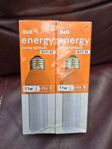 B&Q 11W 2 tube CFLs 
From car boot sale 

These were made probs before 2010 according to the packaging style 
