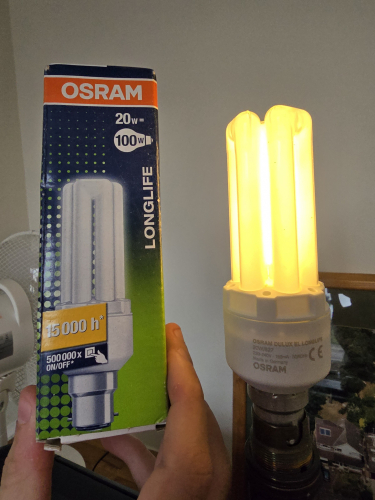 OSRAM Dulux 20W CFL
From car boot sale - this one has the newer housing design but still made in Germany 
