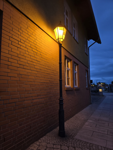 Heritage lantern SON-E lit up 
Right outside the hotel I'm staying at 
