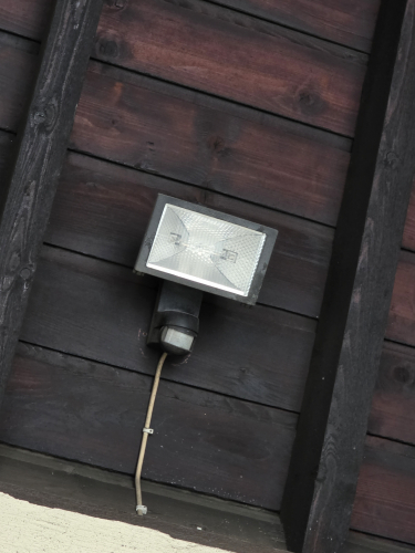 Halogen floodlight (PIR sensor and untampered)
At the ticket office building of Wernigerode train station 
