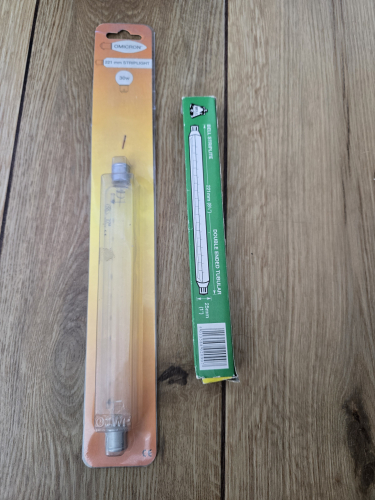 GE 30W and BELL striplite 30W incandescent tubes
From car boot sale 

The GE in the Omicron packaging 
