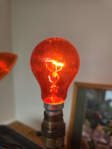 Maxim 60w Fireglow GLS incandescent bulb lit up
Here it is lit up
