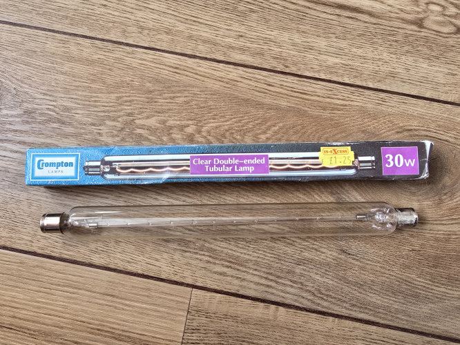 Crompton 30w clear incandescent tube
Got it this Sunday morning 

2000s era style packaging 
