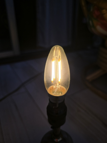 Sylvania Homelight 4.5W LED lit up
Has that very strong yellow glow that is not that ideal 
