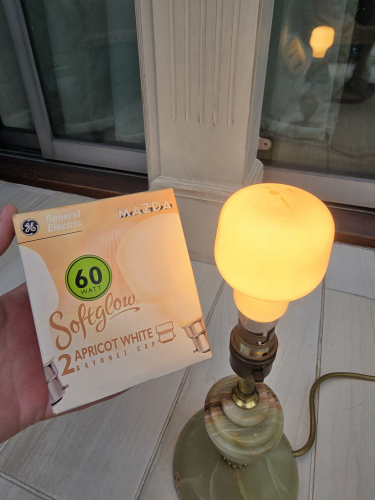 GE Mazda 60W Apricot White 60W T shaped bulbs
Today's car boot sale find 
