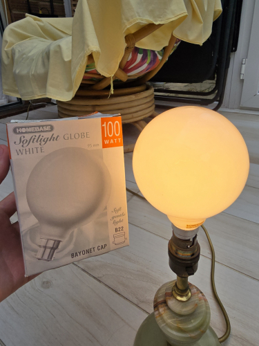 Homebase softlight 100W globe bulb
From Saturday's car boot sale 
