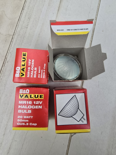 B&Q Value red box 20W MR16 halogen bulbs
Got these today - I just had to because of the B&Q red box Value range name 
