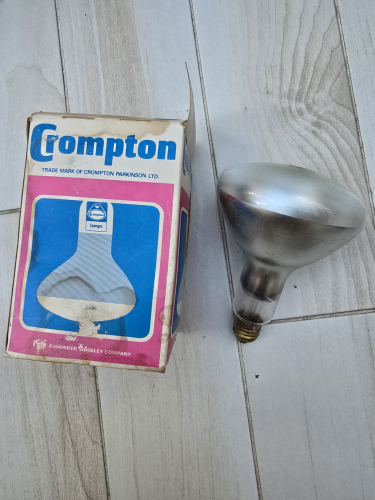 Crompton 150W reflector incandescent 
Got this back in early - mid July from car boot sale 
