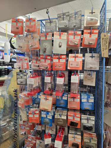 Full display of navigation/maritime application bulbs 
In the ironmonger shop in Yarmouth, Isle of Wight
