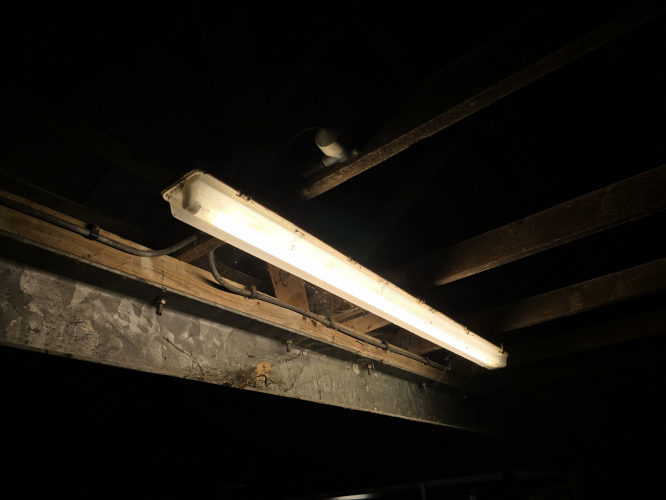 Fluorescent 58W fixture at car park
At Norden Farm Centre for The Arts located in Maidenhead, Berkshire 

Was there for an evening concert
