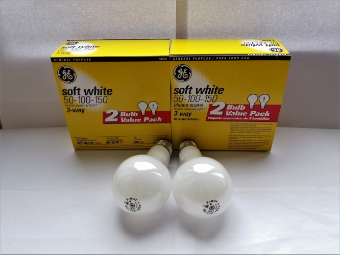 GE 120v 3-way GLS lamps
Found these on a listing here in the UK but they have in fact come from the USA. They are interesting, the idea of 3 way lamps was trialled but never really caught on here.
