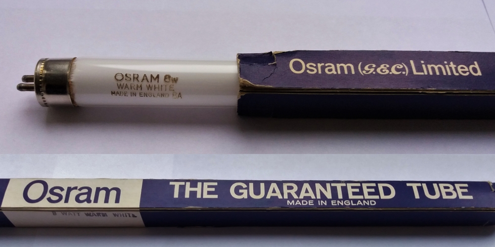 Osram 8w warm white
A recently found oldie of a tube!
