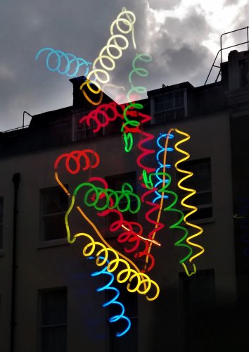 Neon spiral art in London
I saw this yesterday in London, actual neon too not LED! This is insanely cool, I love all of the colours, it must have been hard to hand-blow this! Excuse the reflection, this was inside and was taken through a window.
