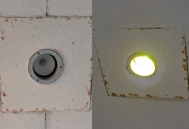 More old mercury reflector lamps in service (125w)
From the same hotel I posted about a couple of weeks ago, today I discovered some lower wattage (125w) lamps in a slightly more hidden area. All the other examples were I believe 250w or 400w.
