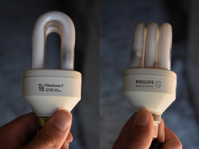 Early Philips electronic CFL
Found this one in the lamp bin one day, I think it's quite an early version of this CFL? Unfortunately it does not work.
