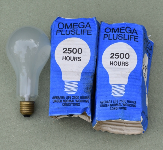 Omega/Thorn 150w Pluslife filament lamps
Found these on a marketplace listing along with many other lamps, some time ago.
