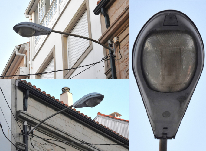 American GE M250R HPS street lanterns
There are quite a lot of these still located in Porto do Son in Northern Spain - they've been there for as long as I can remember, these have always been one of my favourite American lanterns thanks to their aesthetically pleasing/streamline design.
