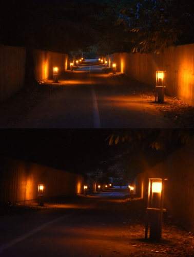 Footpath lit by 50w SON bollards - part 1
I've been meaning to get pictures of this installation for some time in the past - it looks great at night, a bit like an airport runway, lol! I think this is a private installation maintained by the local hospital and not the council given where it is located...
