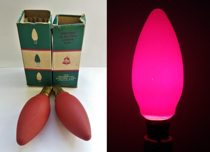 Bell red sprayed candle lamps
Found in an Ebay lot. Did not realise they were red at first! Nice lamps.
