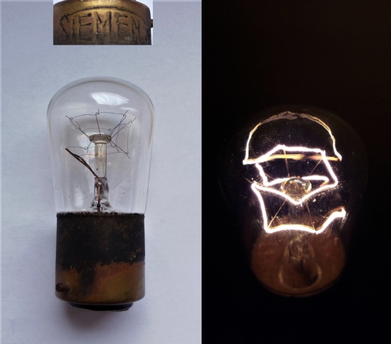 Old Siemens pygmy lamp
Has another cool rough service type filament. Came in a lot off of Ebay.
