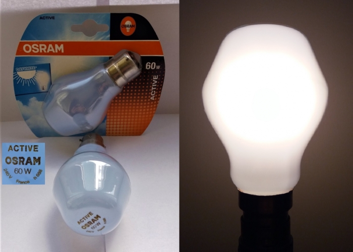 Osram Active GLS lamps
These have an odd shape, reminiscent of old 70s lamps. I was lucky to find 2 of these on Ebay recently, they don't turn up very often anymore.
