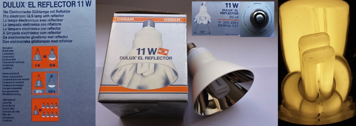 Osram Dulux CFL reflector
Got this for free in Spain as they were not sure if it worked. It is NOS!
