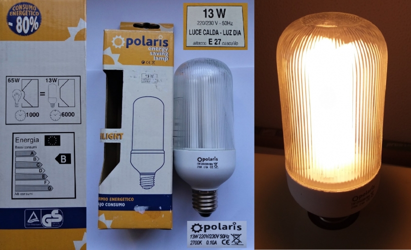 Polaris - Philips SL clone
Has an electronic ballast and takes a fair amount of time to warm up.
