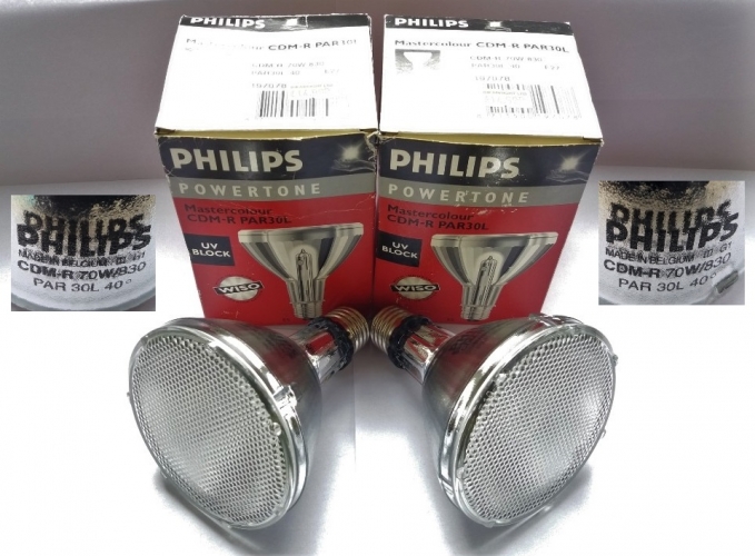 Philips Powertone CDM-R lamps
More halide reflector lamps that came in a large lot of lamps I got some months ago.
