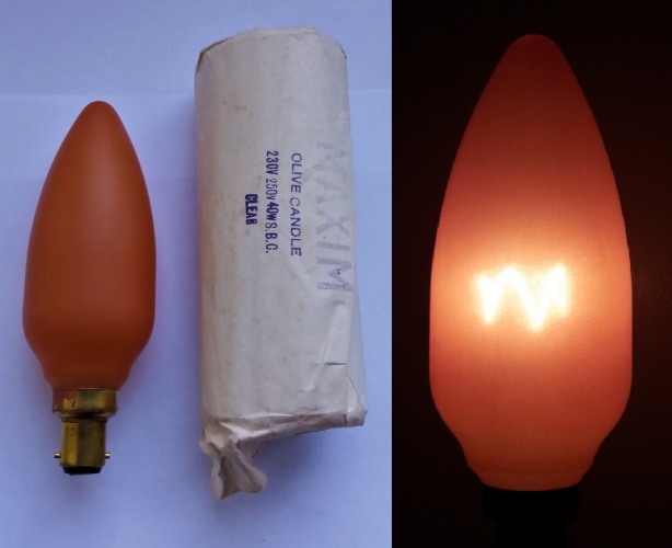 Maxim/Bell orange sprayed candle lamp
Quite an interesting little lamp.
