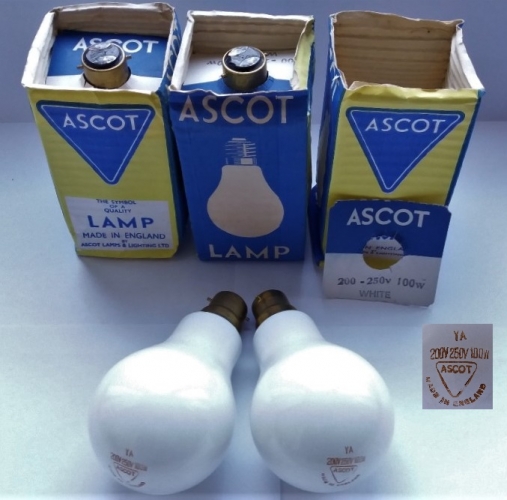 Ascot 100w white GLS lamps
Probably for strings with sets of different colours. I really like these 100w large envelope lamps!
