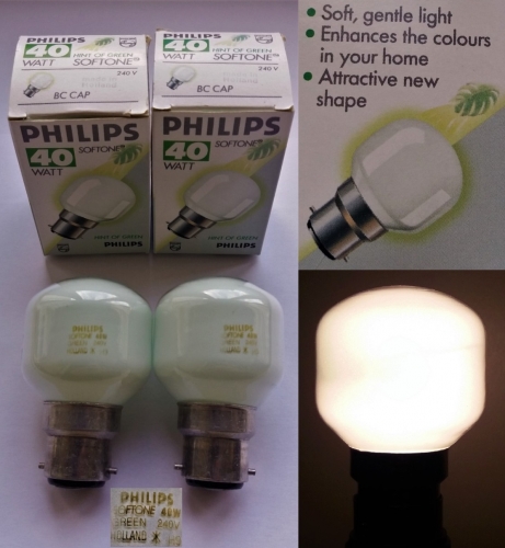 Philips mini Softone lamps - Hint of Green
Came off Ebay recently. Green is quite a rare Softone colour, even rarer in the mini shape like this!
