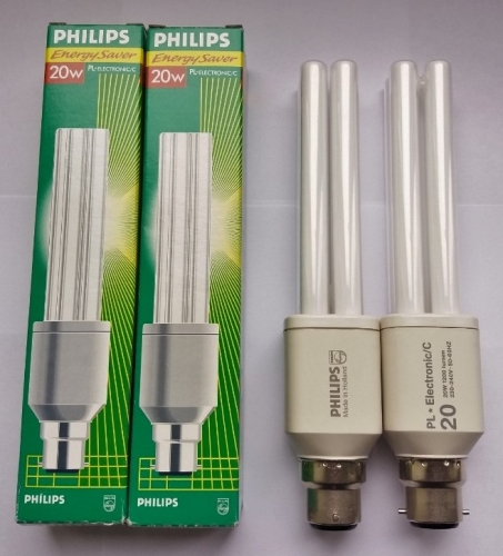 Philips 20w PL Electronic-C CFL lamps
These lamps are some of the best CFLs ever produced in the 1990s, before production was sourced to cheaper labour.
