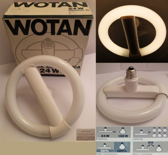 Wotan (Osram) 24w Circolux EL lamp
After searching for one of these for a long time, this one appeared out of the blue on Ebay as a "buy it now" listing for 10 pounds. I love these earlier CFLs and adapters, this lamp actually looks great in my kitchen light, if it wasn't so rare I might've considered using it!
