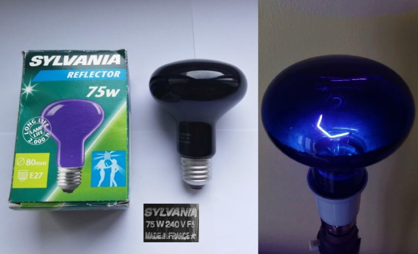 Sylvania 75w Blacklight reflector lamp
An interesting Ebay curio I picked up recently. As expected, the UV output from this thing is pretty pathetic but it still gives out a nice colour of light.
