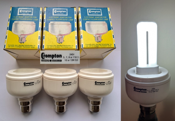 Crompton branded 5-13w PL adapters
Found in a local shop not long ago, I managed to find 8 or so of these. These don't appear to be made in-house by Crompton but supplied to them by someone else.
