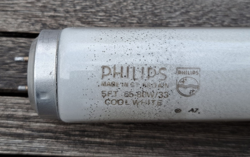 Philips 65w cool white T12 tube
A nice bin find this morning, quite used but it still works nicely. Prior to finding this I only had a pair of Philips 40w cool white tubes.
