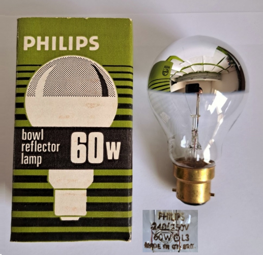 Philips vintage 60w crown silver lamp
A nice find pulled from the back of a very dusty shelf in a local hardware store! This lamp was the last classic amongst the modern rubbish. I rather like the tidy packaging this lamp has.
