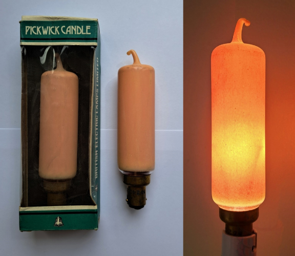 Bell 40w "Salmon" coloured Pickwick candle lamps
A nice pair of vintage lamps I found on Ebay not too long ago. I believe I may already have one of these "Salmon" coloured candles somewhere but it is a later version with B22 base. I feel the use of a B15 base complements the candle look.
