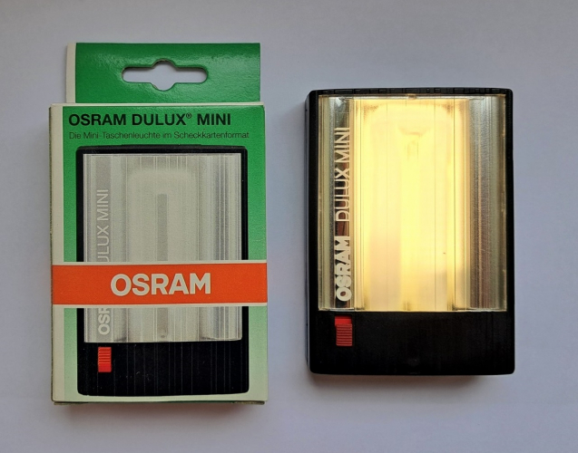 Osram Dulux Mini 3w PL torch
A very nice recent Ebay find was this, completely new and unused and still in its original box. These little torches seem to be quite collectible nowadays.
