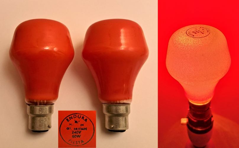 Endura Fiesta red 60w decorative lamps
The very reason I drove over an hour to collect some lamps! I have been on the lookout for some Endura Fiesta lamps since 2019, and finally after a couple of close encounters I have managed to add this pair of red examples to my collection. Sadly these lamps didn't come with their original packaging - interestingly these appear to be some rather late versions as they do not feature brass bases unlike every other example I have seen photos of. It would be nice to find some of the other colours one day!
